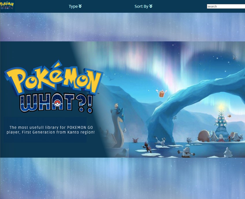 Imagen de una página web donde se ve el logo de Pokemon sobre una imagen del videojuego